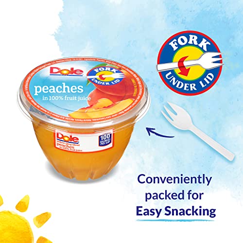 Dole Fruit Bowls Diced Peaches in 100% Juice Snacks, 4oz 12 Total Cups, Gluten & Dairy Free, Bulk Lunch Snacks for Kids & Adults