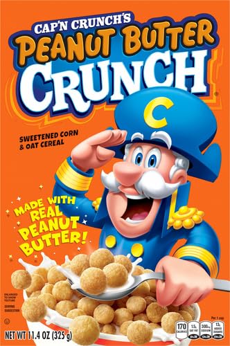 Cap'N Crunch Breakfast Cereal, Peanut Butter Crunch, 11.4oz Box