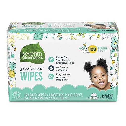 Seventh Generation Baby Wipes, Sensitive Protection with Flip Top Dispenser, White, unscented, 72 Count (Pack of 7) (Packaging May Vary)