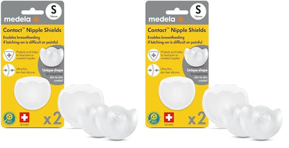 Medela Contact Nipple Shield for Breastfeeding, 20mm Small Nippleshield, For Latch Difficulties or Flat or Inverted Nipples, 2 Count with Carrying Case, Made Without BPA