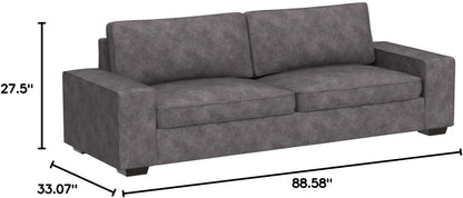 LEISLAND 88.58" Modern Sofas Couches for Living Room, Chenille Deep Seat Sofas & couches with Metal, Removable Low-Back Sofa Cushion and Detachable Sofa Cover/Easy to Install(Dark Grey)