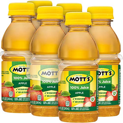 Mott's 100% Original Apple Juice, 8 Fl Oz Bottles, 24 Count (4 Packs Of 6), 2 Servings Of Fruit, 100% Fruit Juice, Gluten-free, Caffeine-free, Kosher, Contains No Artificial Colors Or Sweeteners