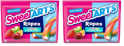 SweeTARTS Ropes, Candy, Twisted Rainbow Punch, Soft and Chewy, Back to School Sweet Treat, 9 oz