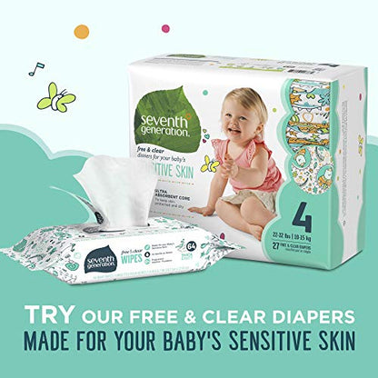 Seventh Generation Baby Wipes, Sensitive Protection with Flip Top Dispenser, White, unscented, 72 Count (Pack of 7) (Packaging May Vary)