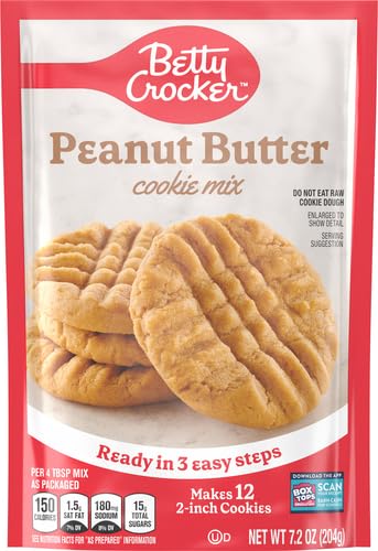 Betty Crocker Peanut Butter Cookie Mix, Makes twelve (12) 2-inch Cookies, 7.2 oz.