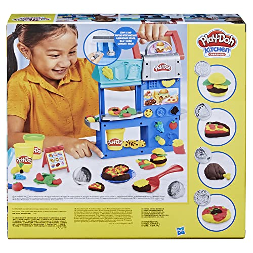 Play-Doh Kitchen Creations Busy Chef's Restaurant Playset, 2-Sided Play Kitchen Set, Preschool Cooking Toys, Kids Arts & Crafts, Ages 3+