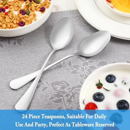 Teaspoon Set,16 Piece 6.7" Spoons Silverware,Premium Food Grade 18/10 Stainless Steel Tea Spoons,Durable Small Spoons,Good Teaspoons,Dessert Spoons,Kitchen Spoons Set,Mirror Finish & Dishwasher Safe