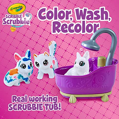 Crayola Scribble Scrubbie Pets Tub Set, Washable Pet Care Toy, Animal Toys for Girls & Boys, Preschool Toy, Gifts for Kids, 3+