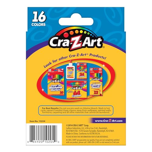 Cra-Z-Art Washable Crayons, 24 Count, Crayons for Kids Back To School Supply List Essential