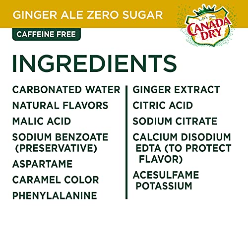 Canada Dry Zero Sugar Ginger Ale Soda, 12 fl oz cans (Pack of 12)