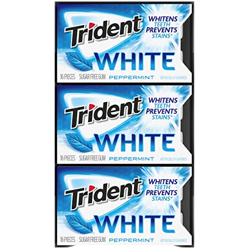 Trident White Peppermint Sugar Free Gum, 16 Count (Pack of 9)