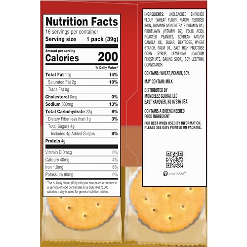 RITZ Peanut Butter Sandwich Crackers, 48 Snack Packs (6 Boxes, 6 Crackers Per Pack)