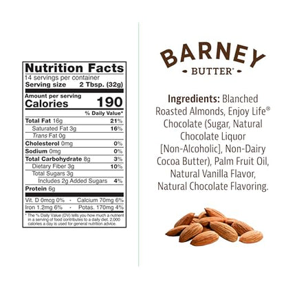 Barney Butter Almond Butter, Smooth, 16 Ounce Jar, Skin-Free Almonds, No Stir, Non-GMO, Gluten Free, Keto, Paleo, Vegan