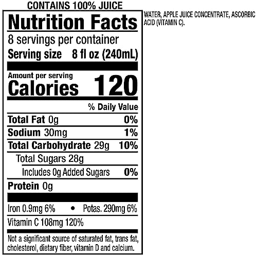 Mott's 100% Original Apple Juice, 8 Fl Oz Bottles, 24 Count (4 Packs Of 6), 2 Servings Of Fruit, 100% Fruit Juice, Gluten-free, Caffeine-free, Kosher, Contains No Artificial Colors Or Sweeteners