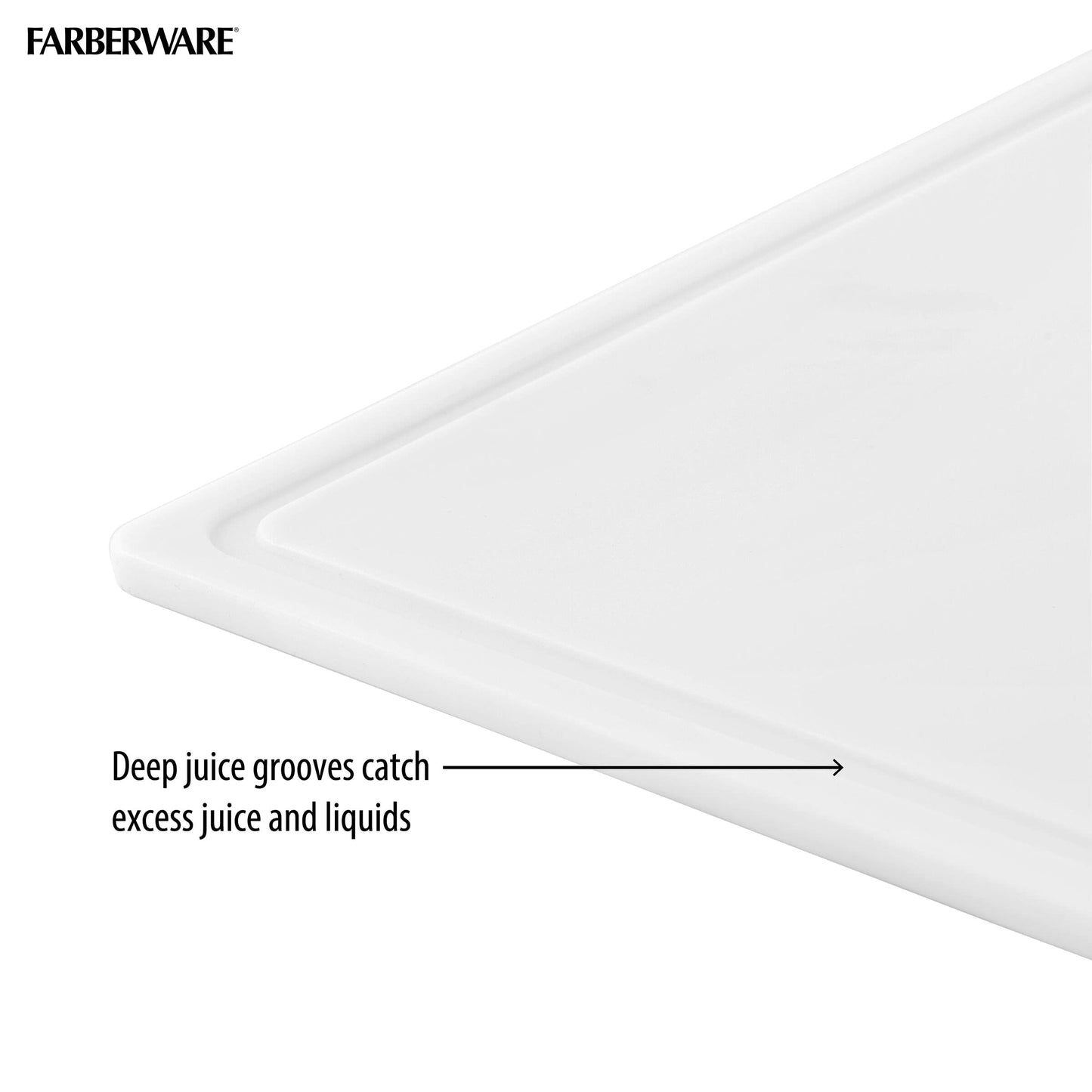 Farberware Large Cutting Board, Dishwasher- Safe Plastic Chopping Board for Kitchen with Easy Grip Handle, 11-inch by 14-inch, White