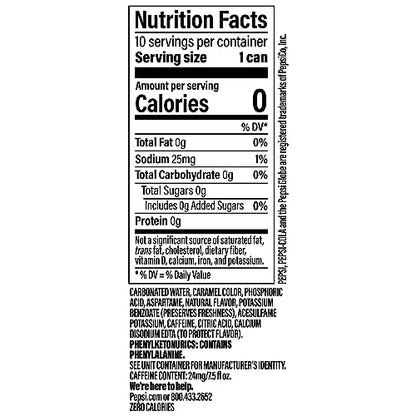 Diet Pepsi Soda, 7.5 Fl Oz Mini Cans, (Pack of 10)