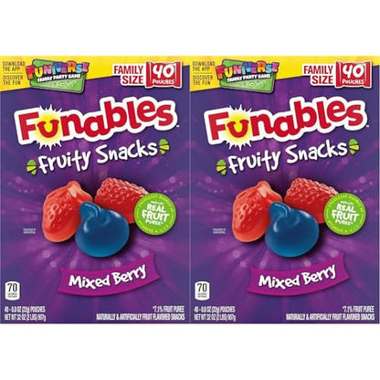 Funables Fruity Snacks, Mixed Berry, Flavored Snacks, Back to School Snack for Lunch, 32 oz 40 ct