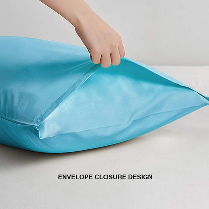 FLXXIE Microfiber Pillow Cases Standard Size, Soft Pillowcases with Envelope Closure, Wrinkle, Stain Resistant Pillow Covers, 20x26, Aqua