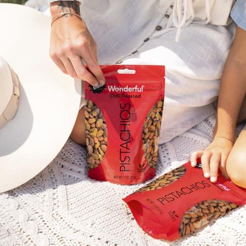 Wonderful Pistachios No Shells, Chili Roasted, 11 Ounce Bag, Protein Snack, Gluten Free, On-the-Go Snack