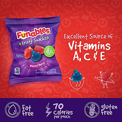 Funables Fruity Snacks, Mixed Berry, Flavored Snacks, Back to School Snack for Lunch, 32 oz 40 ct