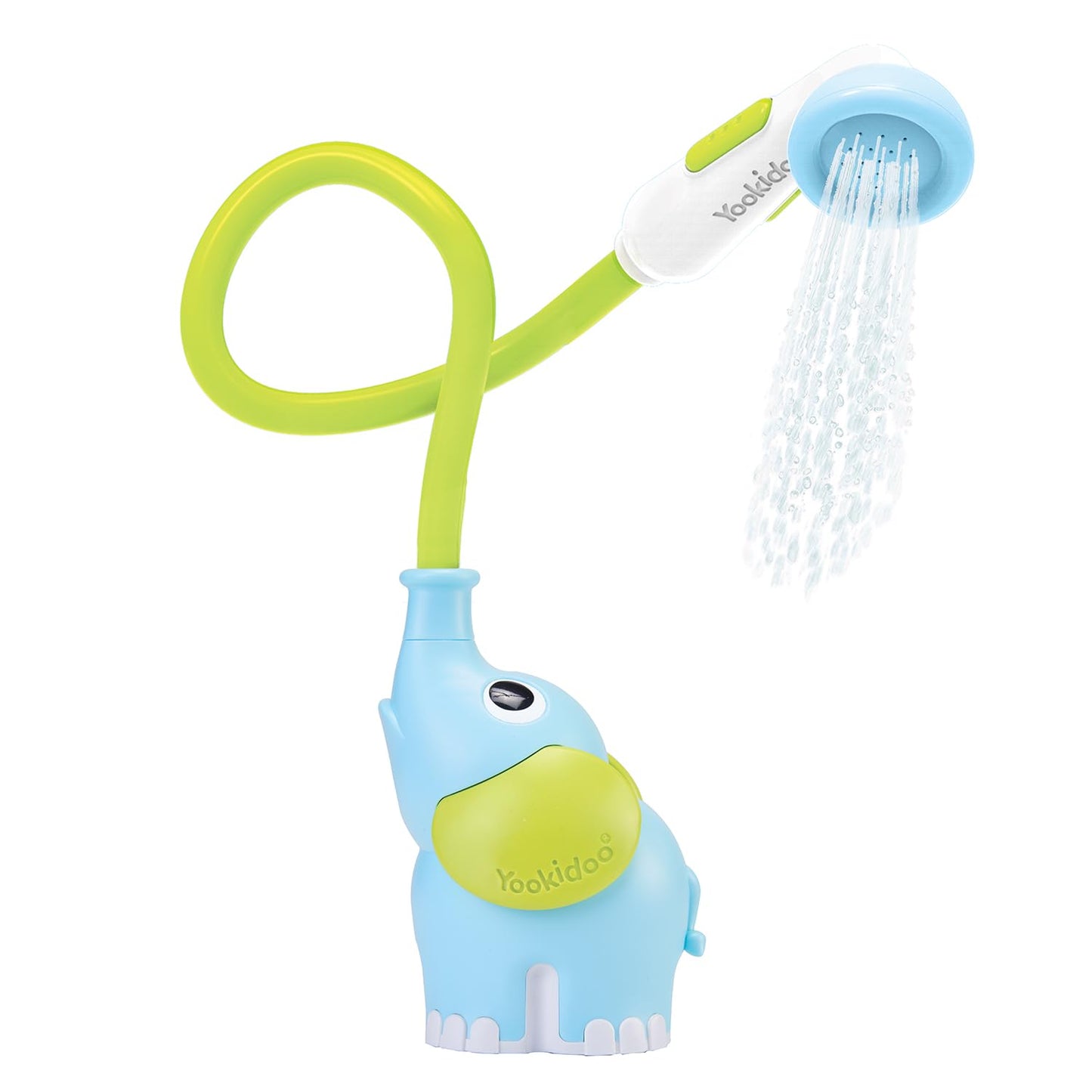 Yookidoo Baby Bath Shower Head - Elephant Water Pump with Trunk Spout Rinser - Control Water Flow from 2 Elephant Trunk Knobs for Maximum Fun in Tub or Sink for Newborn Babies