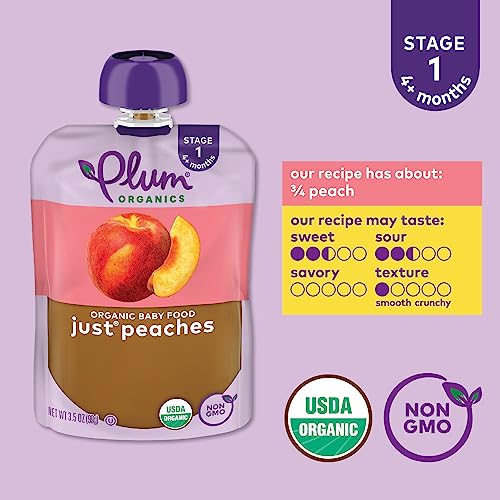 Plum Organics | Stage 1 | Organic Baby Food Meals [4+ Months] | Just Prunes | 3.5 Ounce Pouch (Pack Of 12) Packaging May Vary