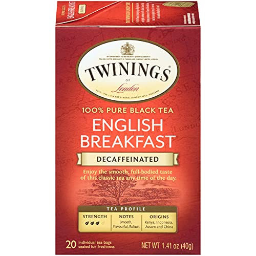 Twinings English Breakfast Black Tea, 100 Individually Wrapped Tea Bags, Smooth, Flavourful, Robust, Caffeinated, Enjoy Hot or Iced