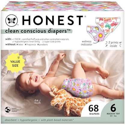 The Honest Company Clean Conscious Diapers | Plant-Based, Sustainable | Above It All + Pandas | Club Box, Size Newborn, 72 Count