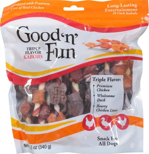 Good'N'Fun Triple Flavored Rawhide Kabobs For Dogs