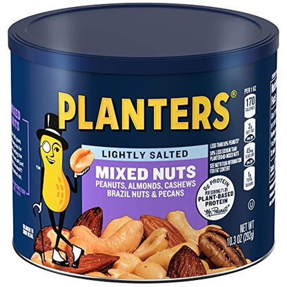 PLANTERS Roasted Unsalted Mixed Nuts, 10.3 oz Canister