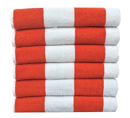 BolBom*S Cotton Beach Towels- Hammam Classic Pool Towel 30 x 60 Inches Oversized Soft Beach Towels for Adults - Luxury Beach Bath Towels - Summer Gifts Beach Accessories - Pack of 6