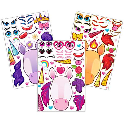 JOYIN 36 PCS 9.8”x6.7" Make a face Stickers for kids, Make Your Own Dinosaur Fantasy Animal Mix and Match Sticker Sheets Kids Crafts Party Favors Goodie Bags Stuffers for Kids