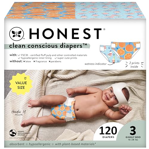 The Honest Company Clean Conscious Diapers | Plant-Based, Sustainable | Above It All + Pandas | Club Box, Size Newborn, 72 Count