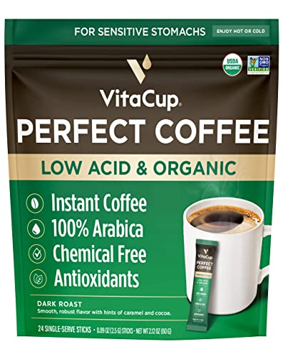 VitaCup Slim Instant Coffee Packets, with Garcinia, Fiber, B Vitamins, Bold & Smooth, Medium Dark Roast, 100% Arabica Coffee in Single Serve Sticks, 24 Ct