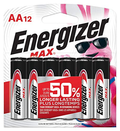 Energizer E91BW12EM AA Batteries (12 Count), Double A Max Alkaline Battery