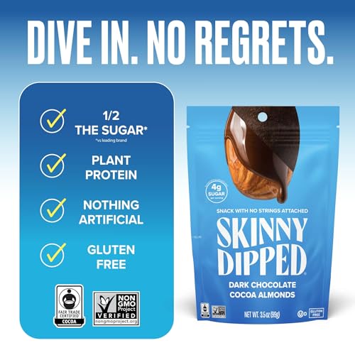 SkinnyDipped Snack Attack Minis Almond Variety Pack, Healthy Snack, Plant Protein, Gluten Free, 0.46 oz Mini Bags, Pack of 25