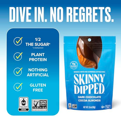 SkinnyDipped Snack Attack Minis Almond Variety Pack, Healthy Snack, Plant Protein, Gluten Free, 0.46 oz Mini Bags, Pack of 25