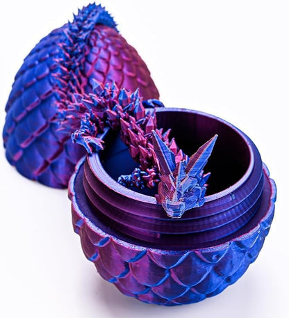 3D Printed Dragon in Egg, Dragon Eggs with Dragon Inside for Boys Kids Home Decor,Executive Articulated Crystal Dragon Fidget Desk Toys (Green)