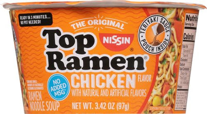 Nissin Top Ramen Noodle Soup, Beef, 3 Ounce (Pack of 24)