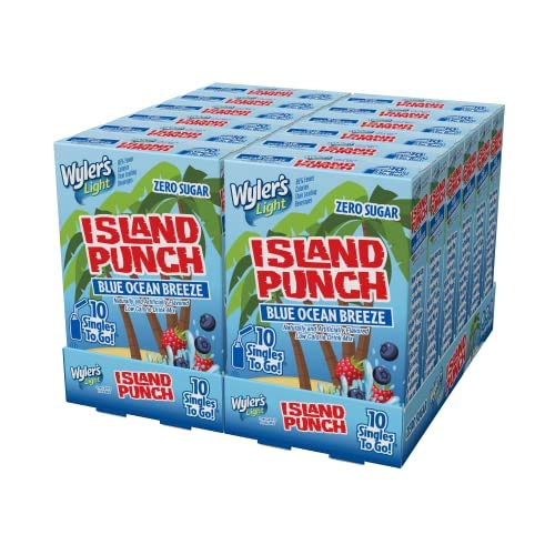 Wyler's Light Island Punch Singles to Go, Variety Pack, Fruity Red Punch, Purple Berry Wave, Berry Jammer and Blue Ocean Breeze, 1 Box (40 Single Servings)