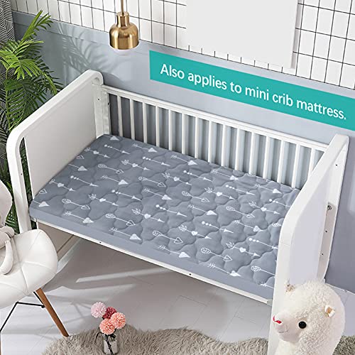 Crib Mattress Protector Sheets Fitted Waterproof Crib Mattress Pad Cover, Noiseless & Machine Wash 100% Absorbent Crib/Toddler Mattress Protector Sheet Quilted, White, 52" x 28"