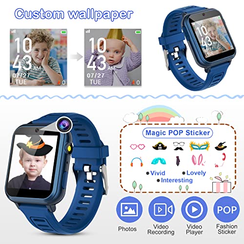 Phyulls Smart Watch for Kids with 24 Games Alarm Clock, Touchscreen, Calendaring Camera Music Player Time Display Video & Audio Recording, Toys for 3-12 Years Old Boys Toddler