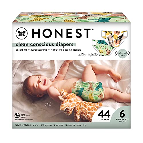 The Honest Company Clean Conscious Diapers | Plant-Based, Sustainable | Above It All + Pandas | Club Box, Size Newborn, 72 Count