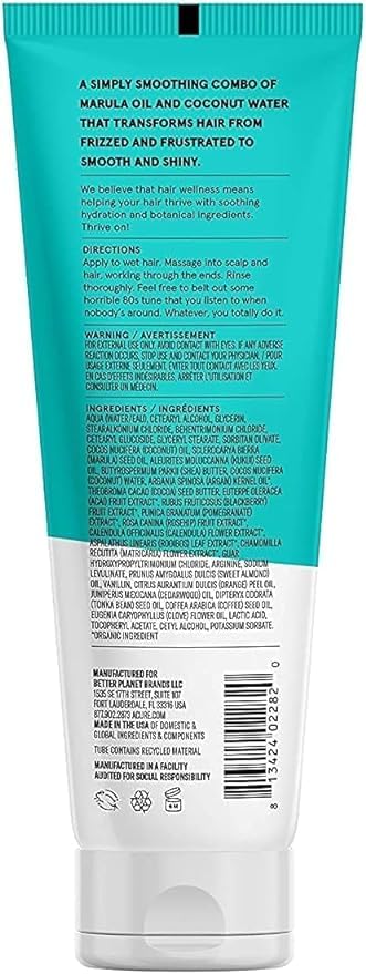 Acure Simply Smoothing Conditioner - & Marula Oil | 100% Vegan | Performance Driven Hair Care | Smooths & Reduces Frizz | White/Blue, Coconut Water, 8 Fl.Oz