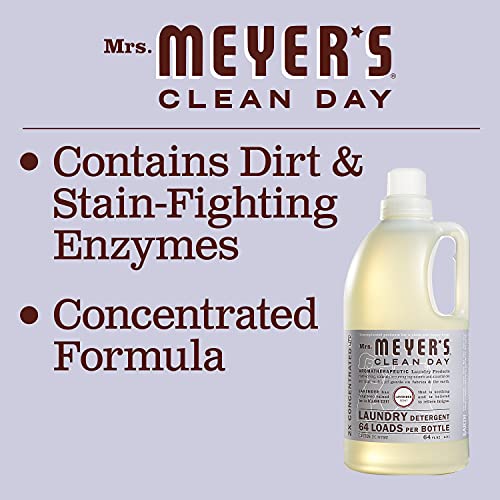 MRS. MEYER'S CLEAN DAY Liquid Laundry Detergent, Biodegradable Formula Infused with Essential Oils, Lavender, 64 oz (64 Loads)