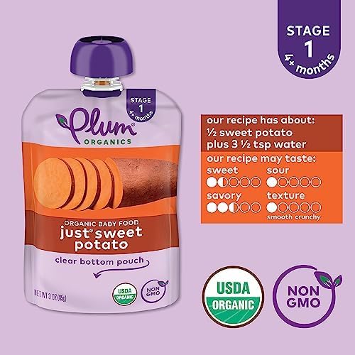 Plum Organics | Stage 1 | Organic Baby Food Meals [4+ Months] | Just Prunes | 3.5 Ounce Pouch (Pack Of 12) Packaging May Vary