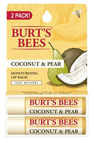 Burt's Bees Lip Balm - Pink Grapefruit, Mango, Coconut & Pear, and Pomegranate Pack, Lip Moisturizer With Beeswax, Tint-Free, Natural Origin Conditioning Lip Treatment, 4 Tubes, 0.15 oz.