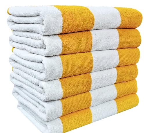 BolBom*S Cotton Beach Towels- Hammam Classic Pool Towel 30 x 60 Inches Oversized Soft Beach Towels for Adults - Luxury Beach Bath Towels - Summer Gifts Beach Accessories - Pack of 6