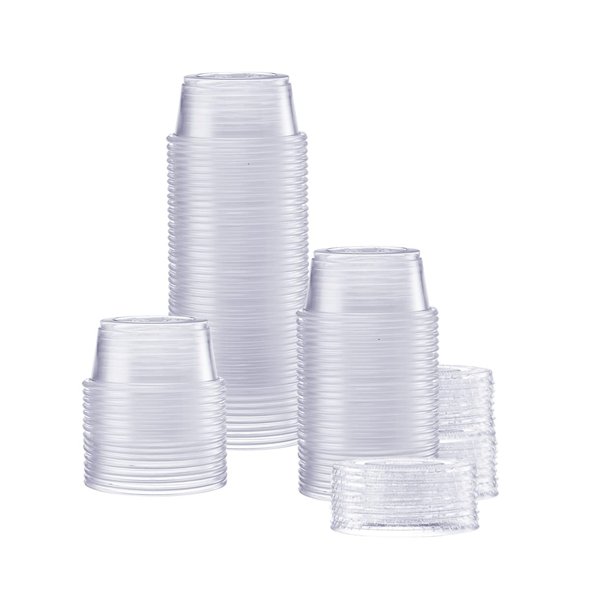 Comfy Package [2 oz. - 100 Count Clear Disposable Plastic Portion Cups with Lids - Soufflé Cups, Jello Shot Cups With Lids, Clear Plastic Containers With Lids