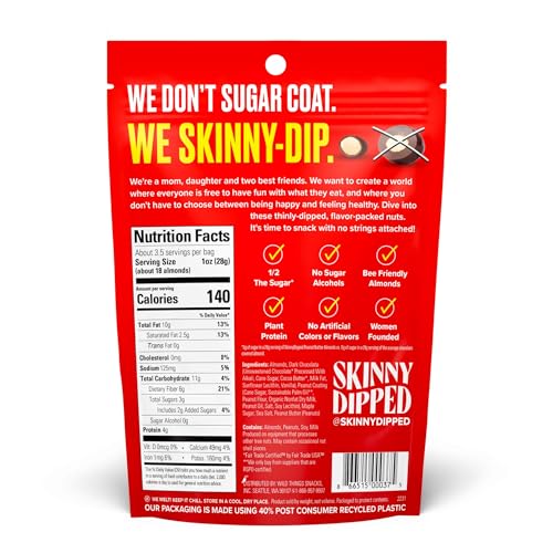 SkinnyDipped Snack Attack Minis Almond Variety Pack, Healthy Snack, Plant Protein, Gluten Free, 0.46 oz Mini Bags, Pack of 25